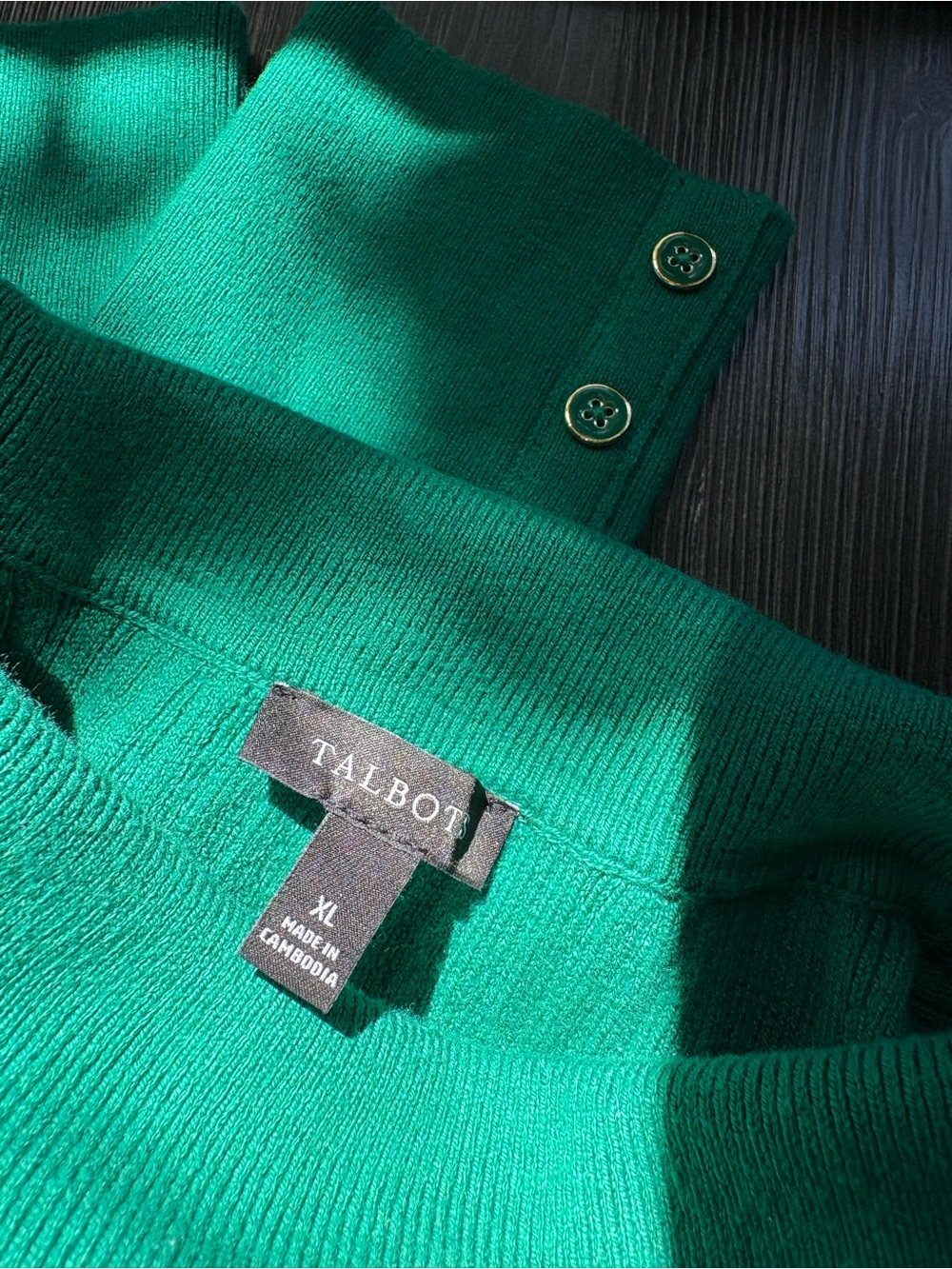 Talbots Ribbed turtleneck sweater button cuffs - Picture 3 of 4